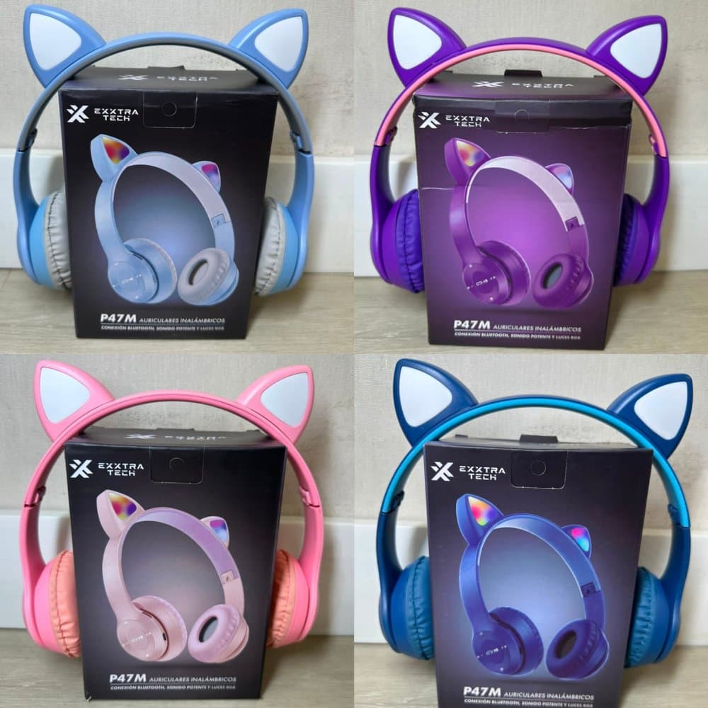 Auriculares Bluetootj Gatito con Luz LED